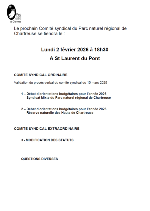 comité syndical du parc 02.02.2026