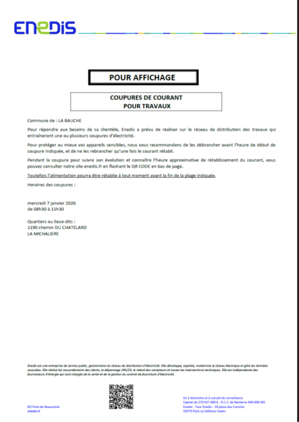 coupure de courrant 07.01.2026