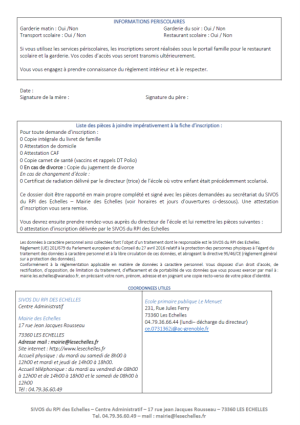 dossier inscription 20261