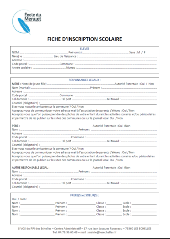 dossier inscription 2026