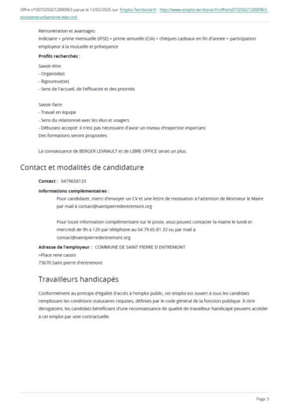 emploi st pierre entremont 20252