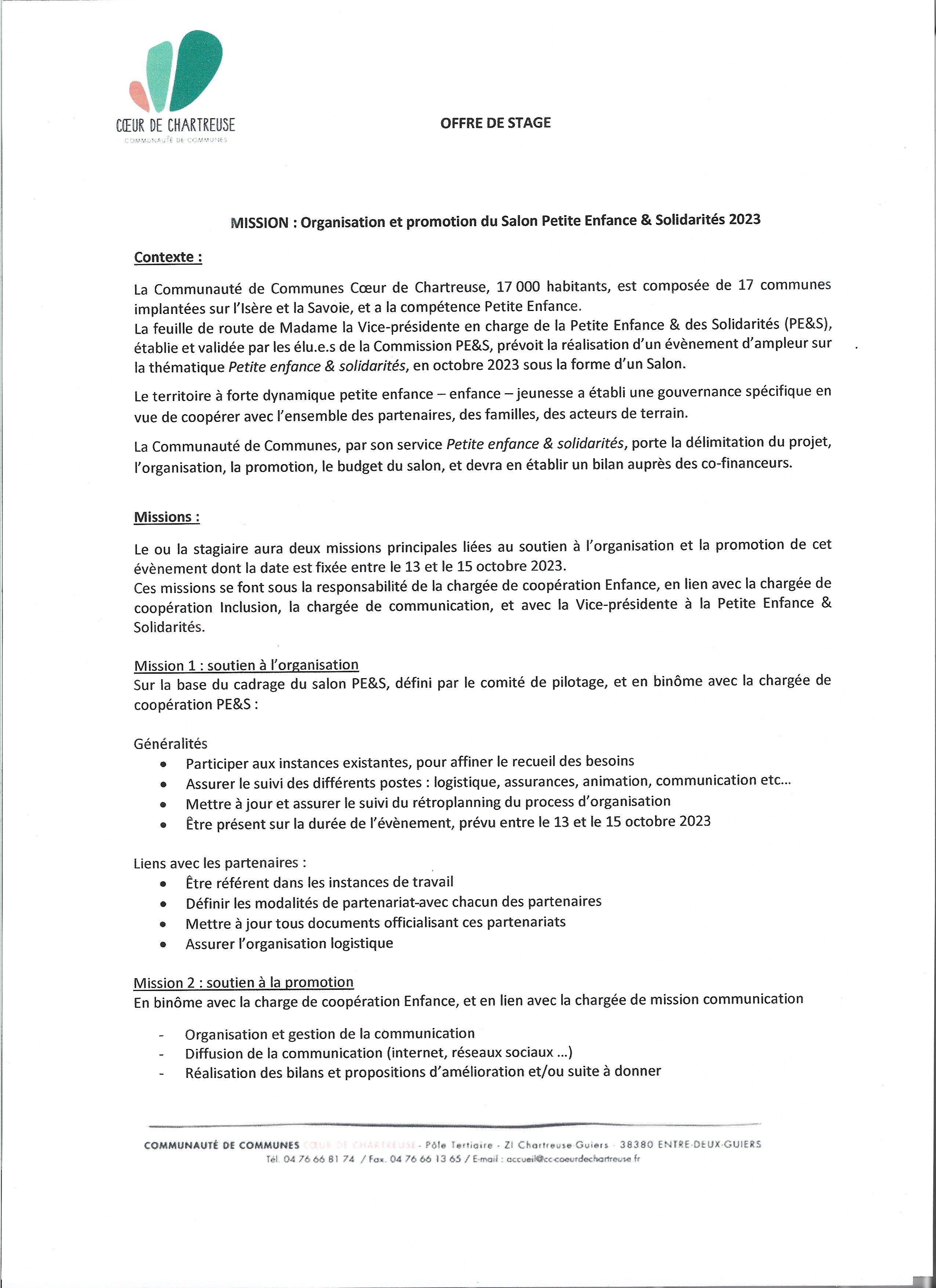 OFFRE DE STAGE